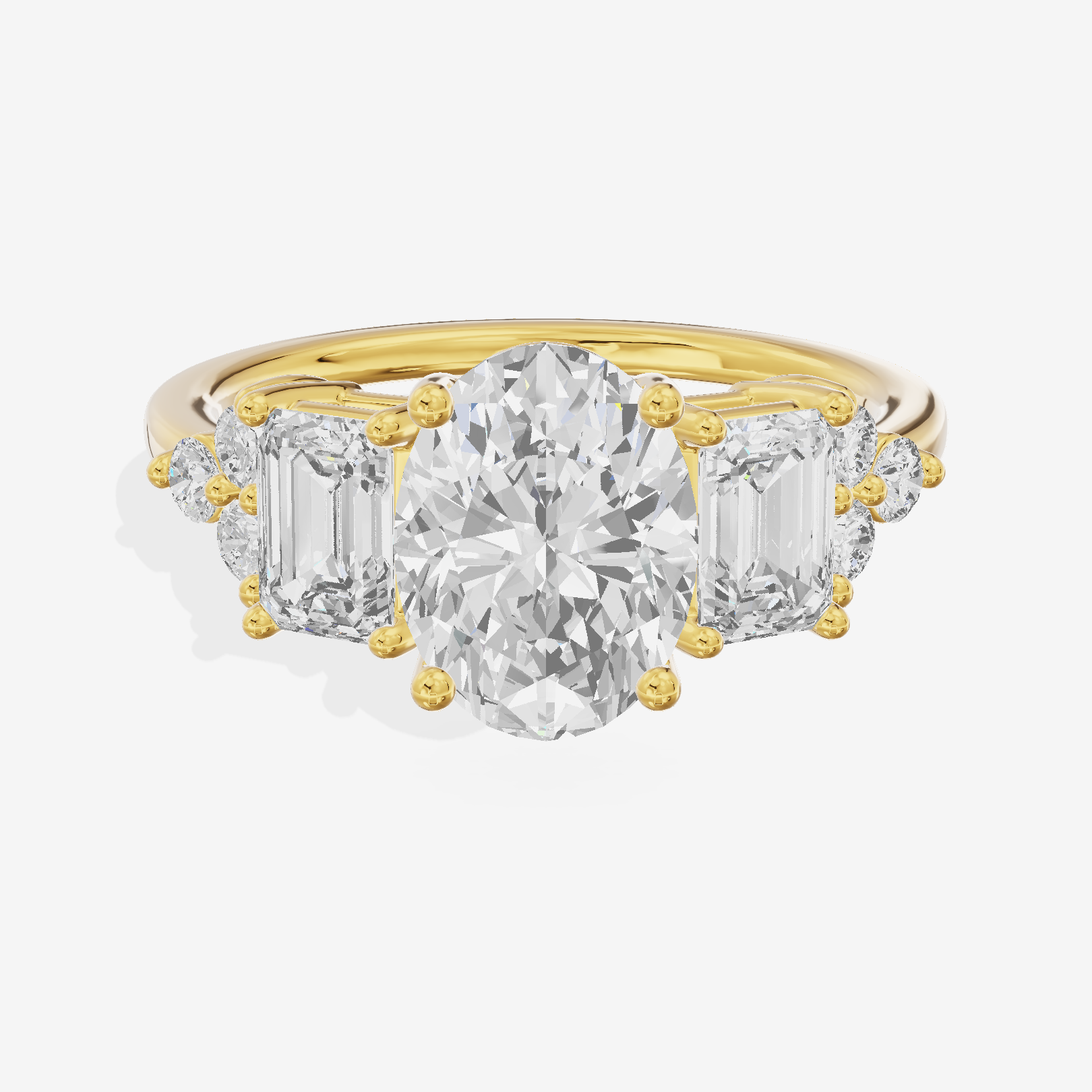 Tensare Oval Engagement Ring with Side Stones (1 ct. tw.) in 14K Yellow Gold