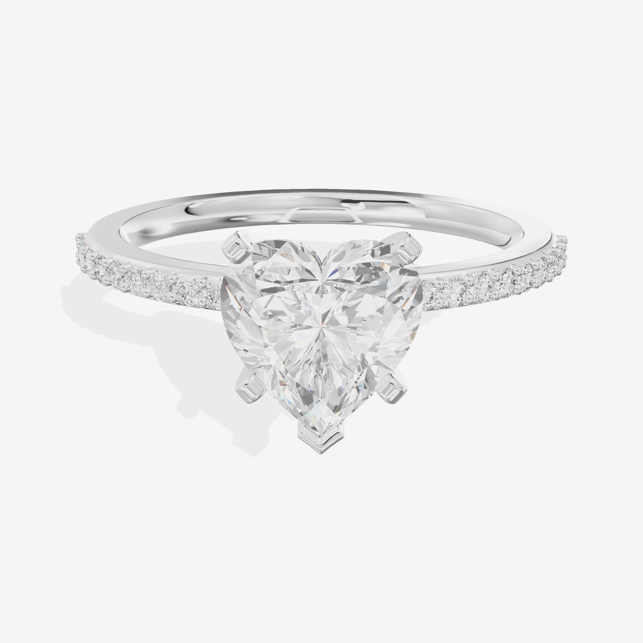 Twined Selenia Heart Engagement Ring with Side Stones (1/10 ct. tw.) in 14K White Gold