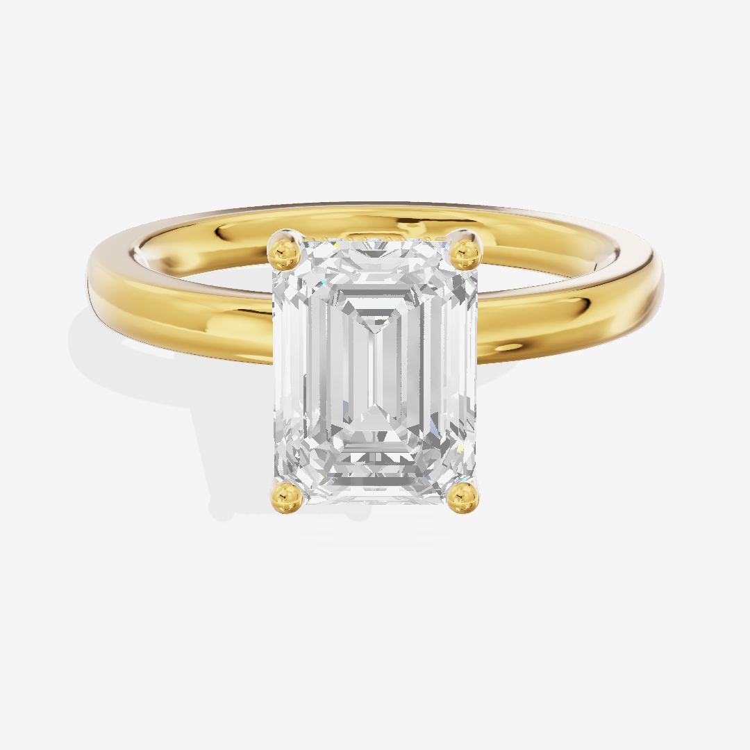 Reverya Emerald Hidden Halo Engagement Ring (1/15 ct. tw.) in 14K Yellow Gold