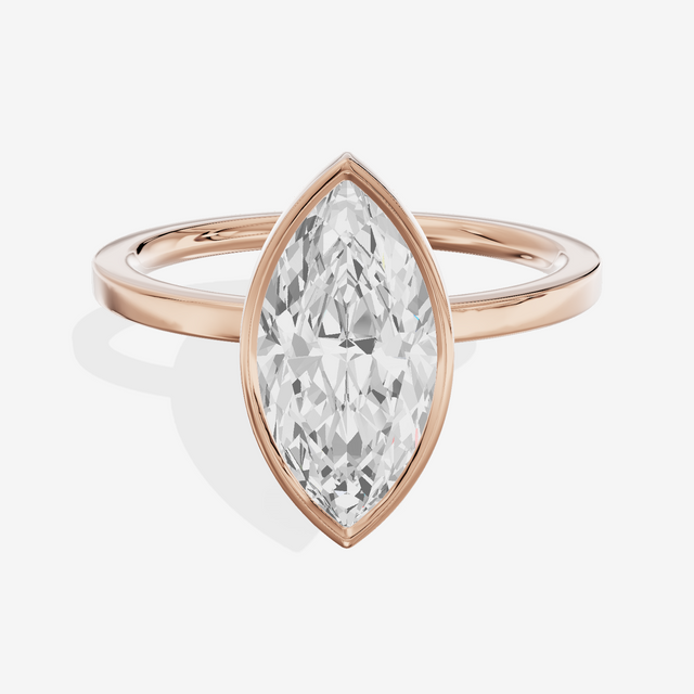 One of One Classic 1.5mm Marquise Bezel Engagement Ring in 14K Rose Gold