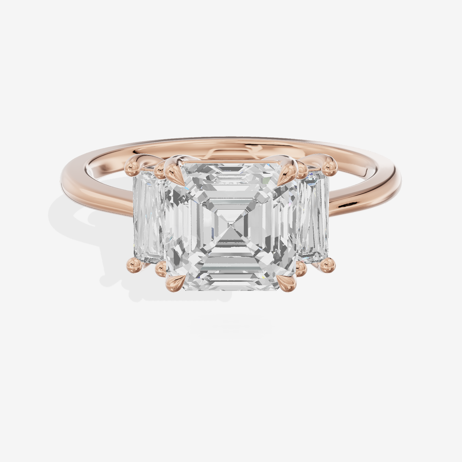 Eversince Three Stone Asscher Engagement Ring (1/4 ct. tw.) in 18K Rose Gold