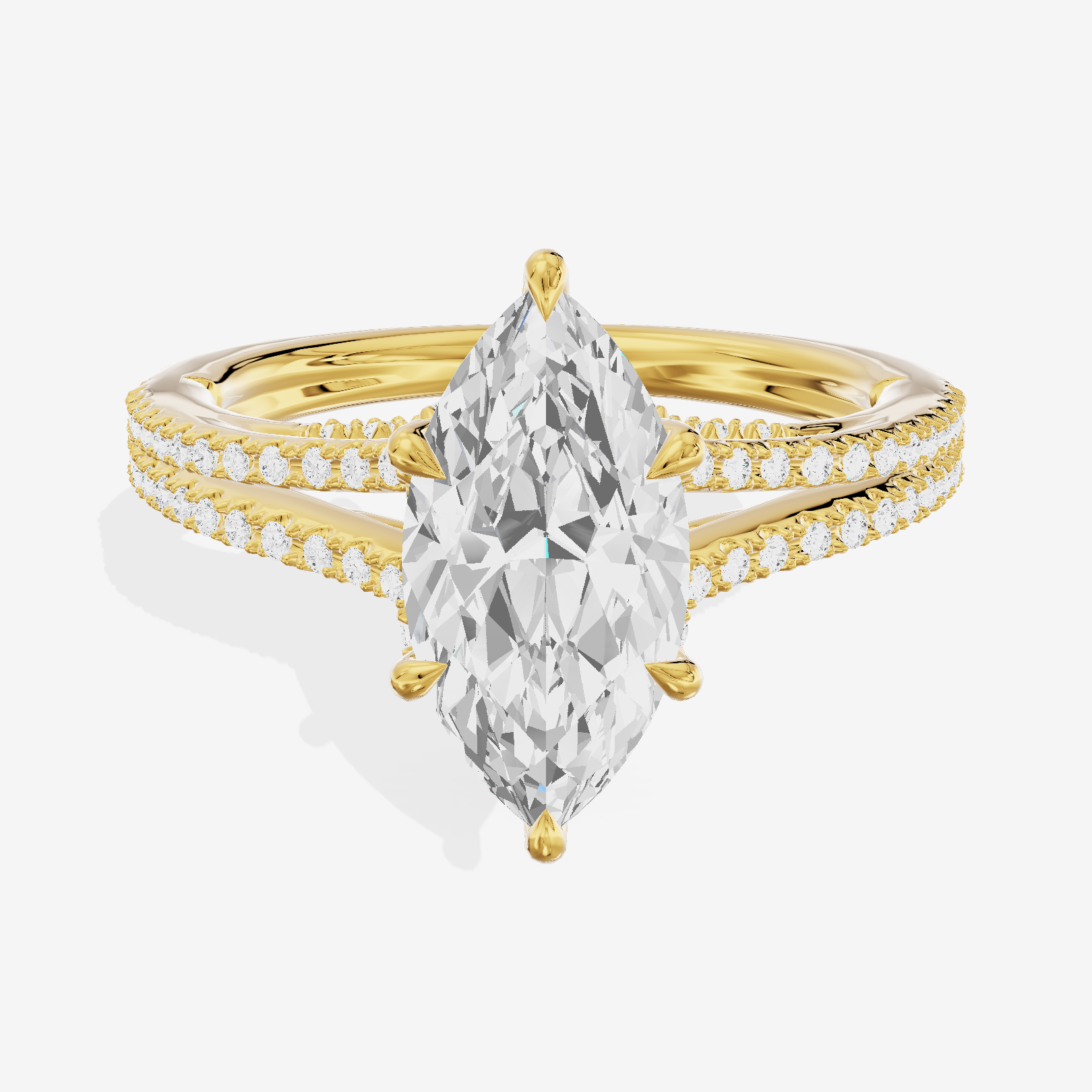 Aimora Cathedral 2mm Marquise Solitaire Engagement Ring (1/3 ct. tw.) in 14K Yellow Gold