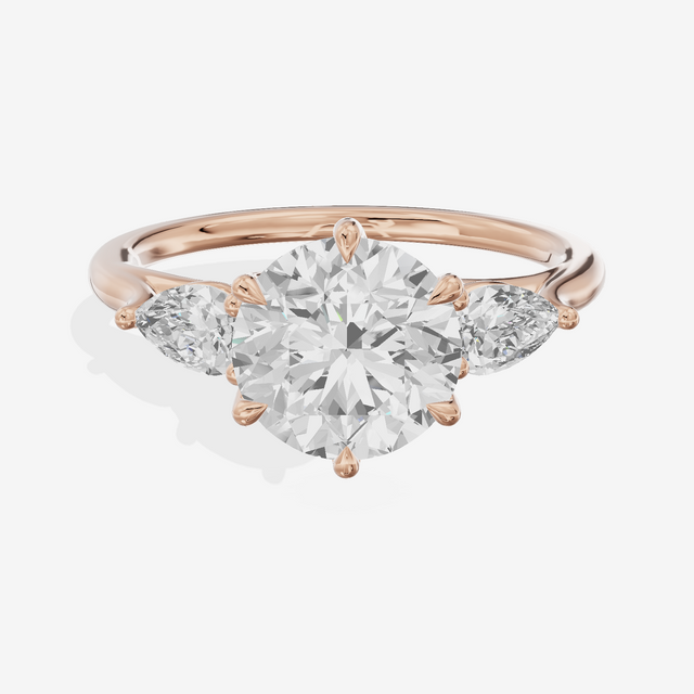 Luxe Sincere Three Stone Round Engagement Ring (2/5 ct. tw.) in 14K Rose Gold