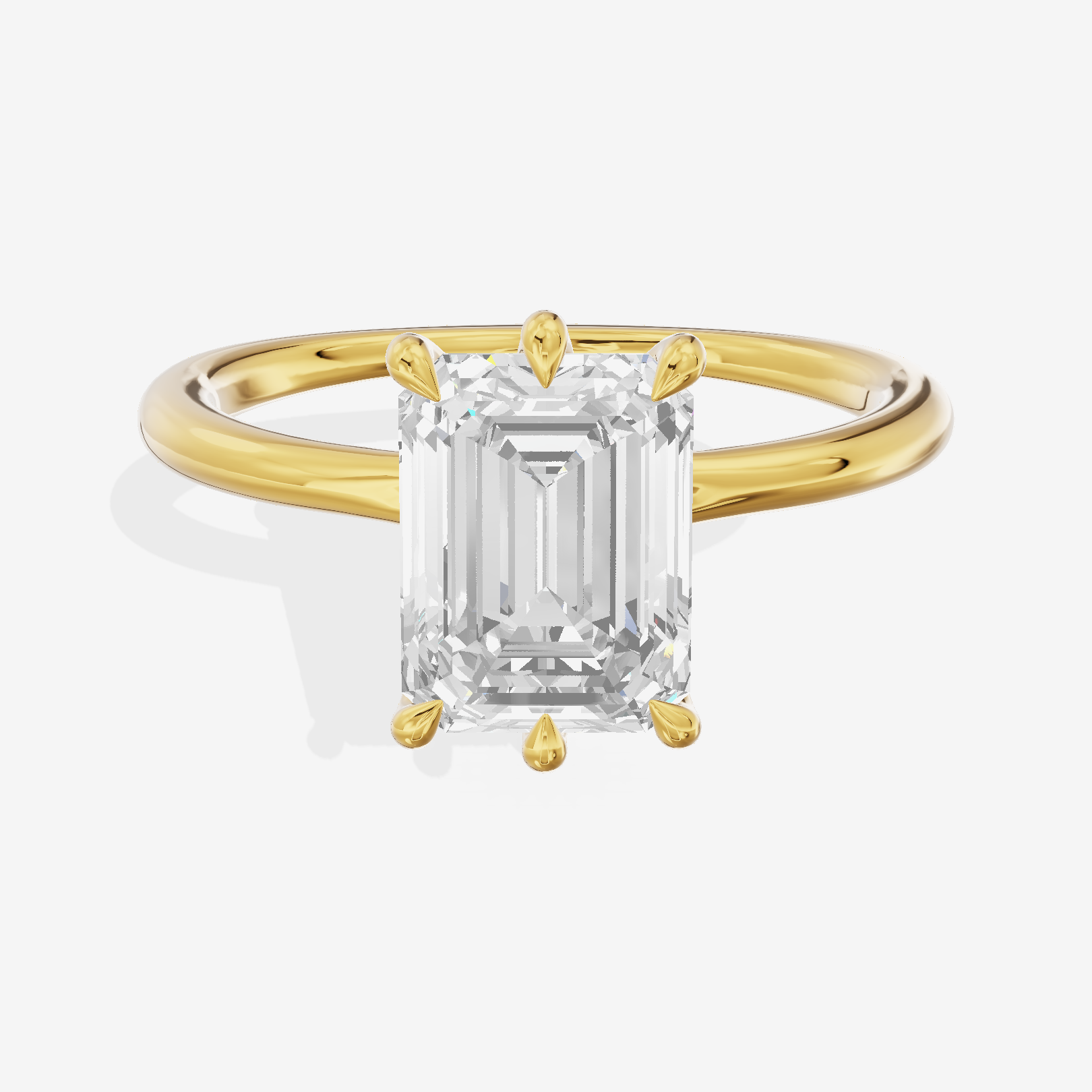 Modern Aimora 2.3mm Emerald Six-Prong Engagement Ring in 18K Yellow Gold