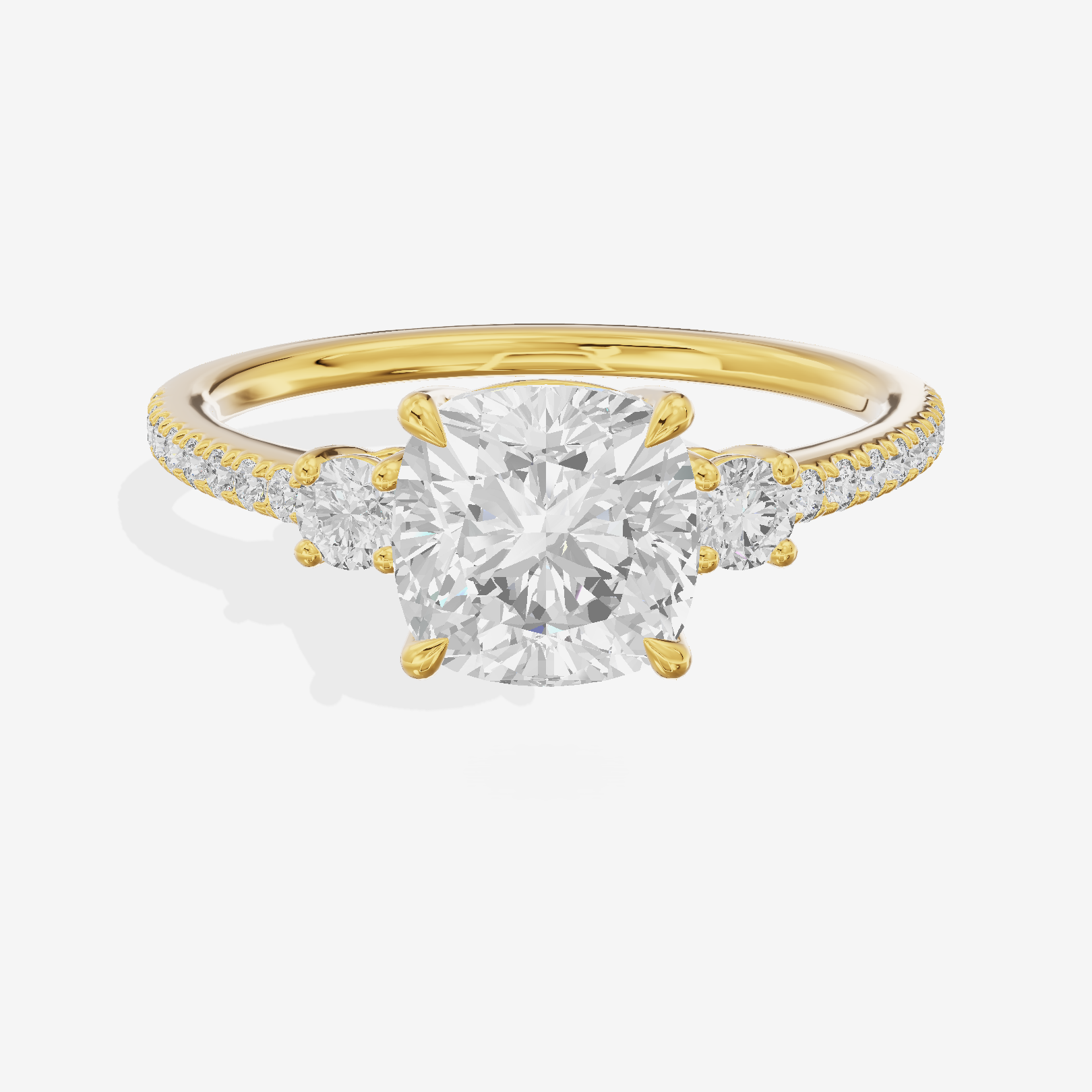 Mirth Three Stone Cushion Engagement Ring (1/4 ct. tw.) in 14K Yellow Gold