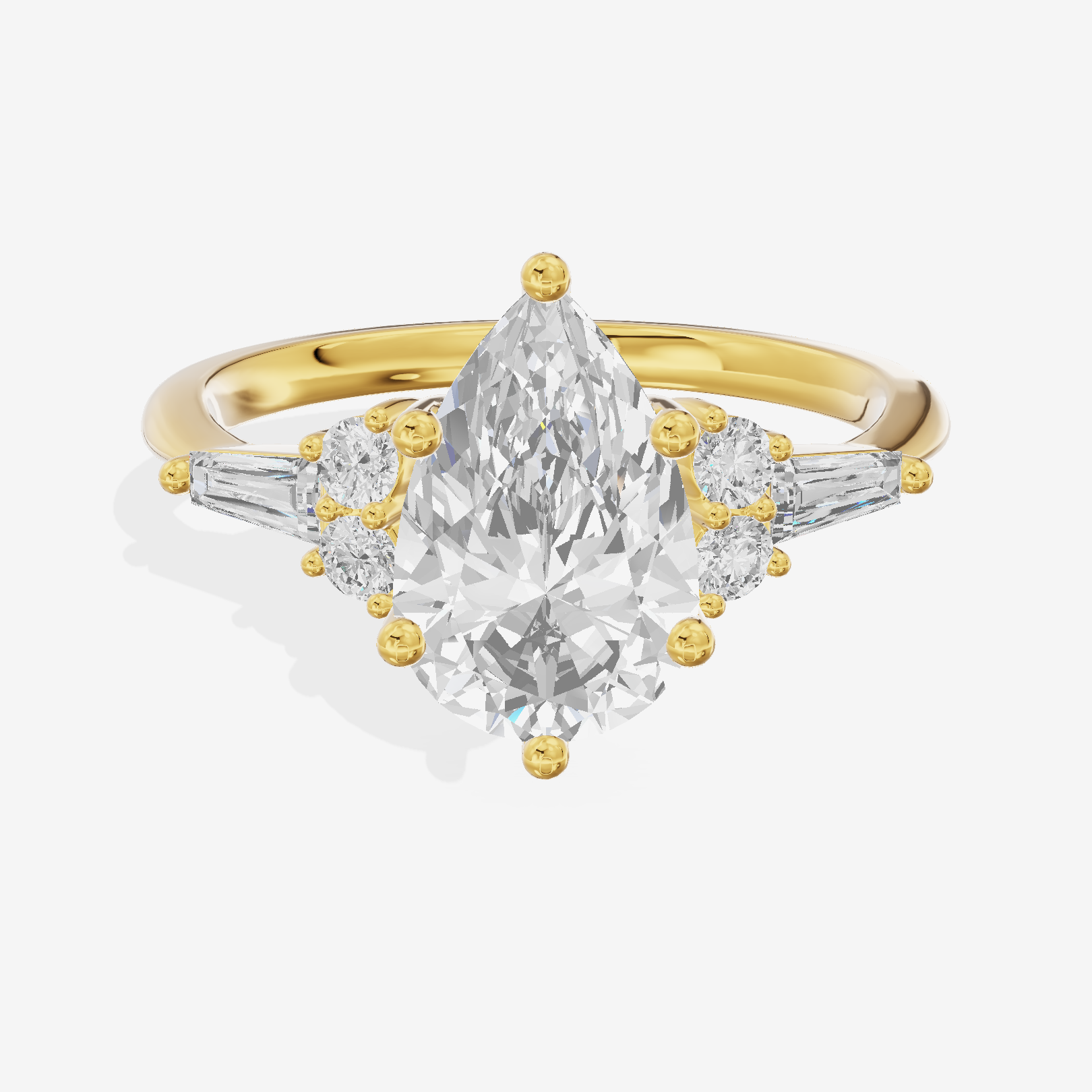 Modern Cherubine Pear Engagement Ring with Side Stones (1/4 ct. tw.) in 18K Yellow Gold