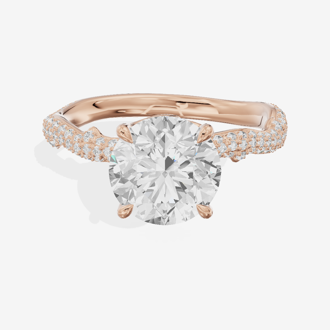 Twine Vine Vine Round Engagement Ring with Side Stones (3/5 ct. tw.) in 14K Rose Gold