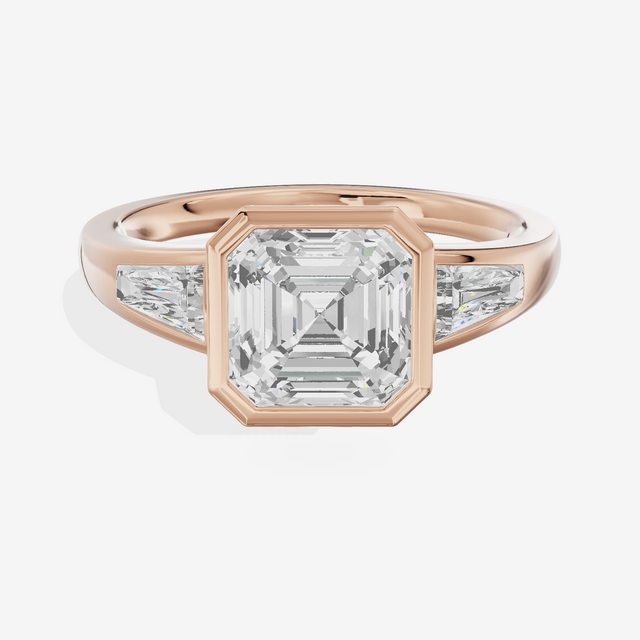 Modern Triade Asscher Three Stone Engagement Ring (1/2 ct. tw.) in 14K Rose Gold