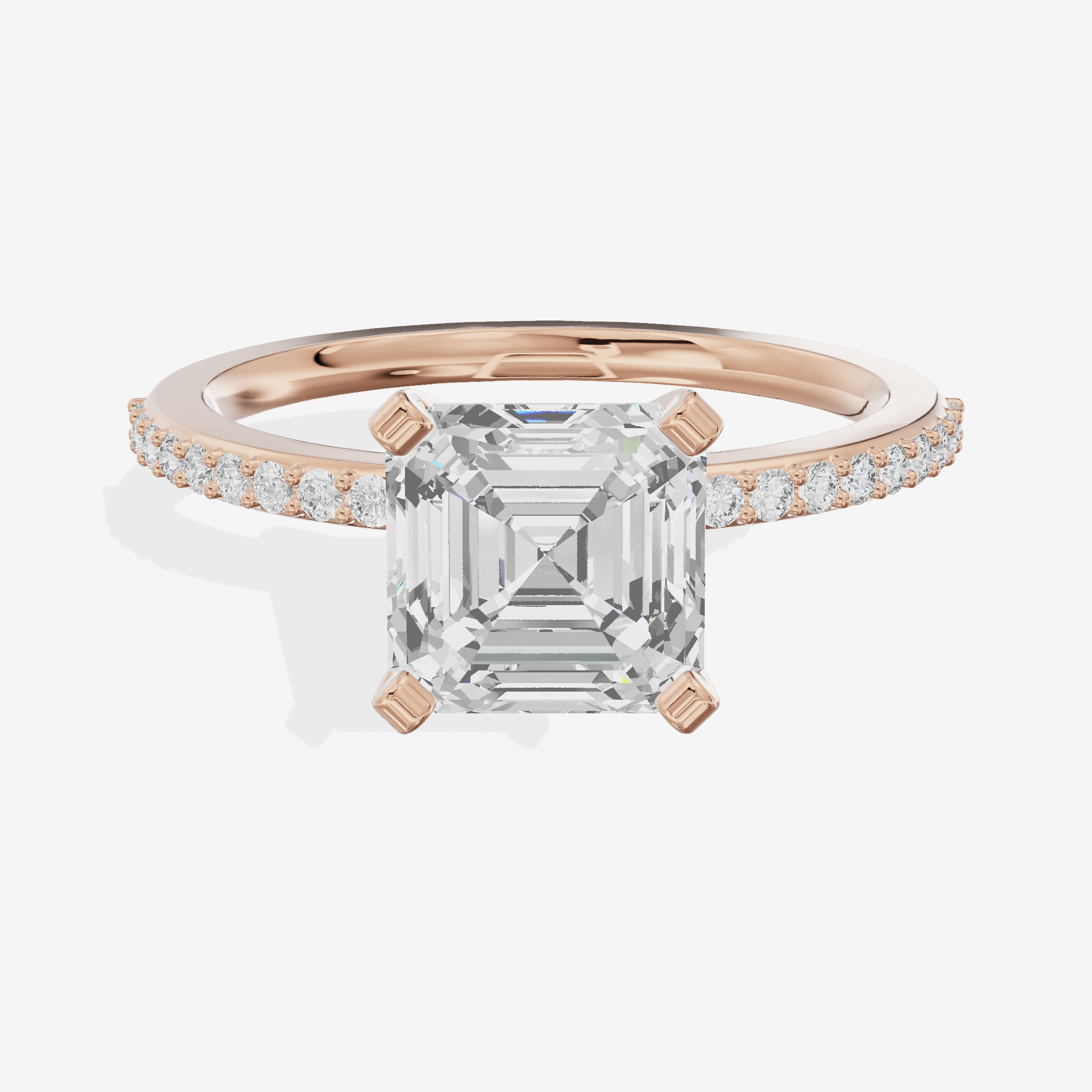 Twined Selenia Asscher Engagement Ring with Side Stones (1/10 ct. tw.) in 18K Rose Gold