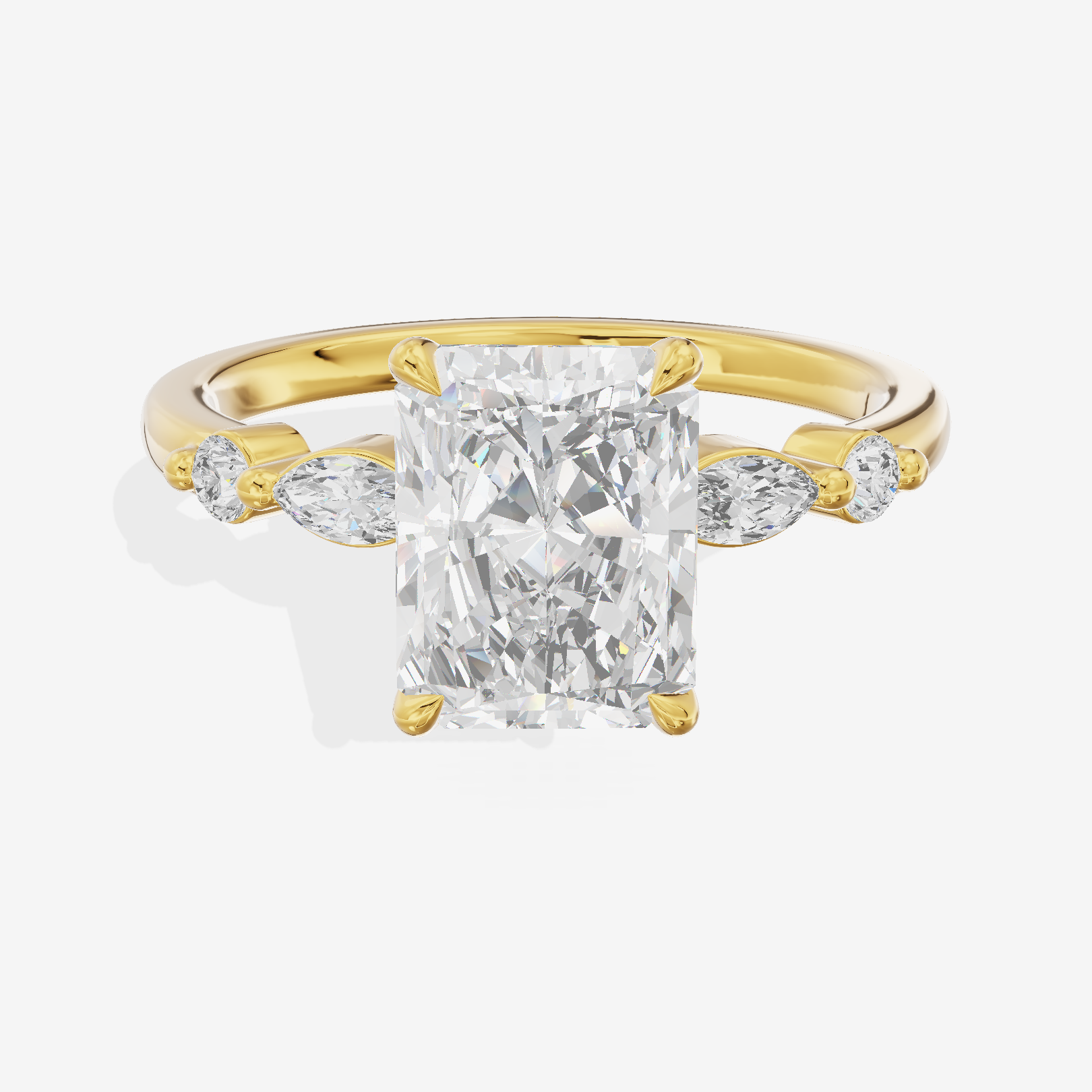 Petite Cherubine Radiant Engagement Ring with Side Stones (1/3 ct. tw.) in 18K Yellow Gold