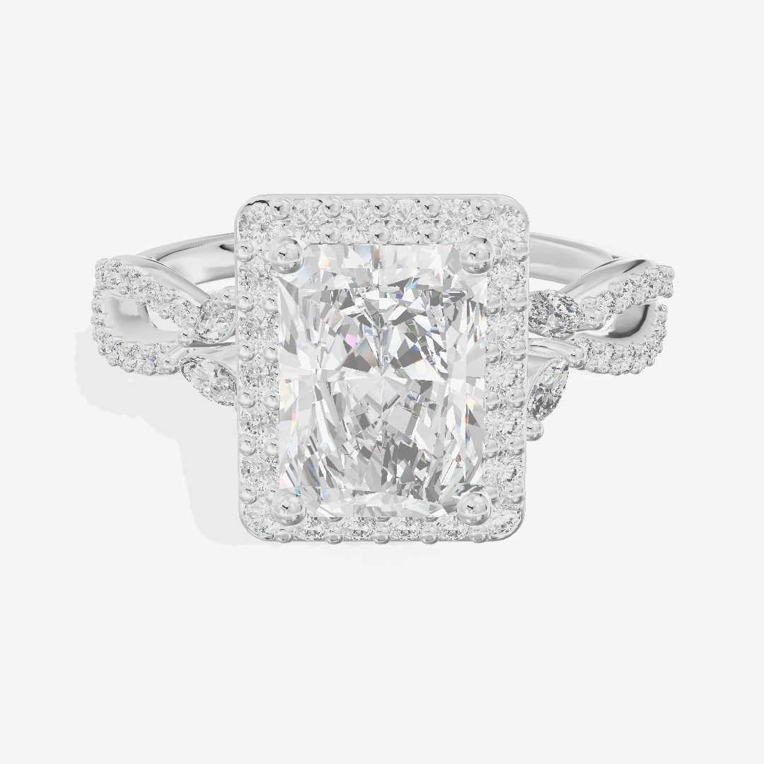Luxe Reverya Radiant Hidden Halo Engagement Ring (2/5 ct. tw.) in 14K White Gold