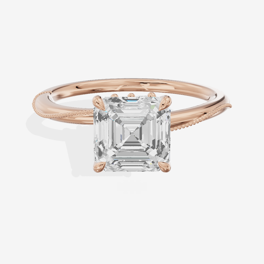 Vintage Coeurine Asscher Engagement Ring (1/10 ct. tw.) in 18K Rose Gold