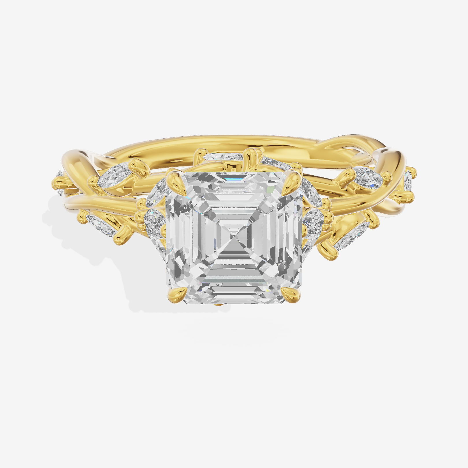 Twine Pavé Asscher Twisted Engagement Ring (1/2 ct. tw.) in 18K Yellow Gold