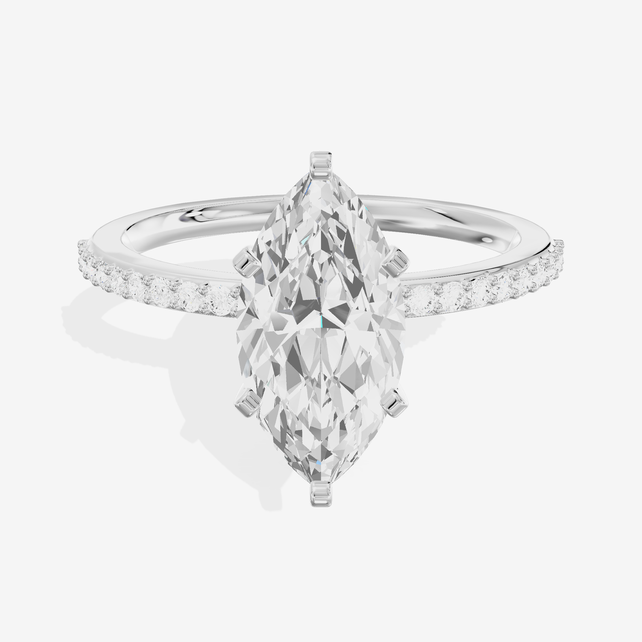 Twined Selenia Marquise Engagement Ring with Side Stones (1/10 ct. tw.) in 14K White Gold