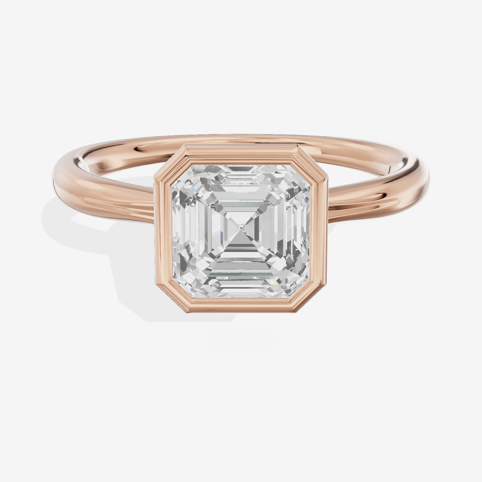 Coeurine Bezel 2mm Asscher Solitaire Engagement Ring in 14K Rose Gold