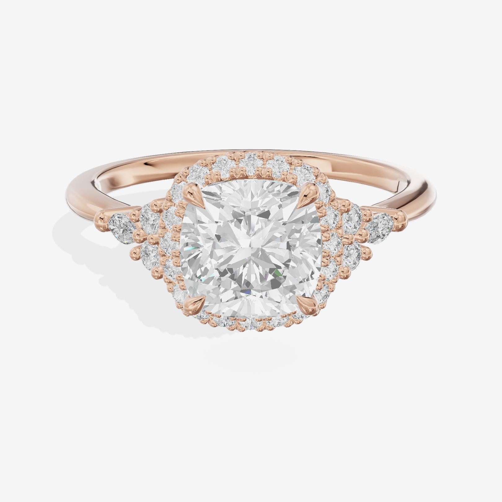 Clusta Halo Cushion Engagement Ring (1/2 ct. tw.) in 14K Rose Gold