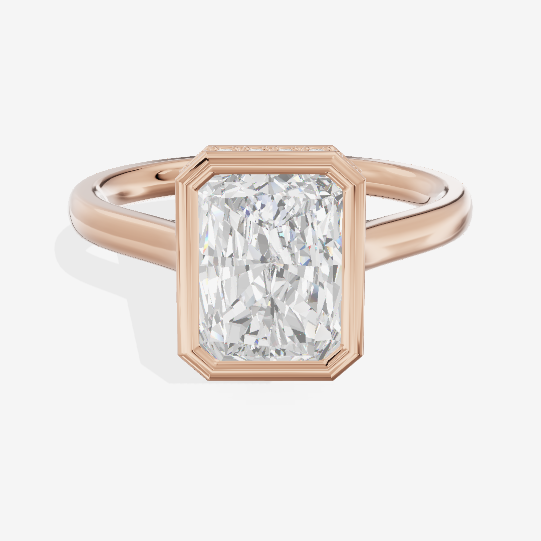Sincere Hidden Halo Radiant Engagement Ring (1/6 ct. tw.) in 18K Rose Gold