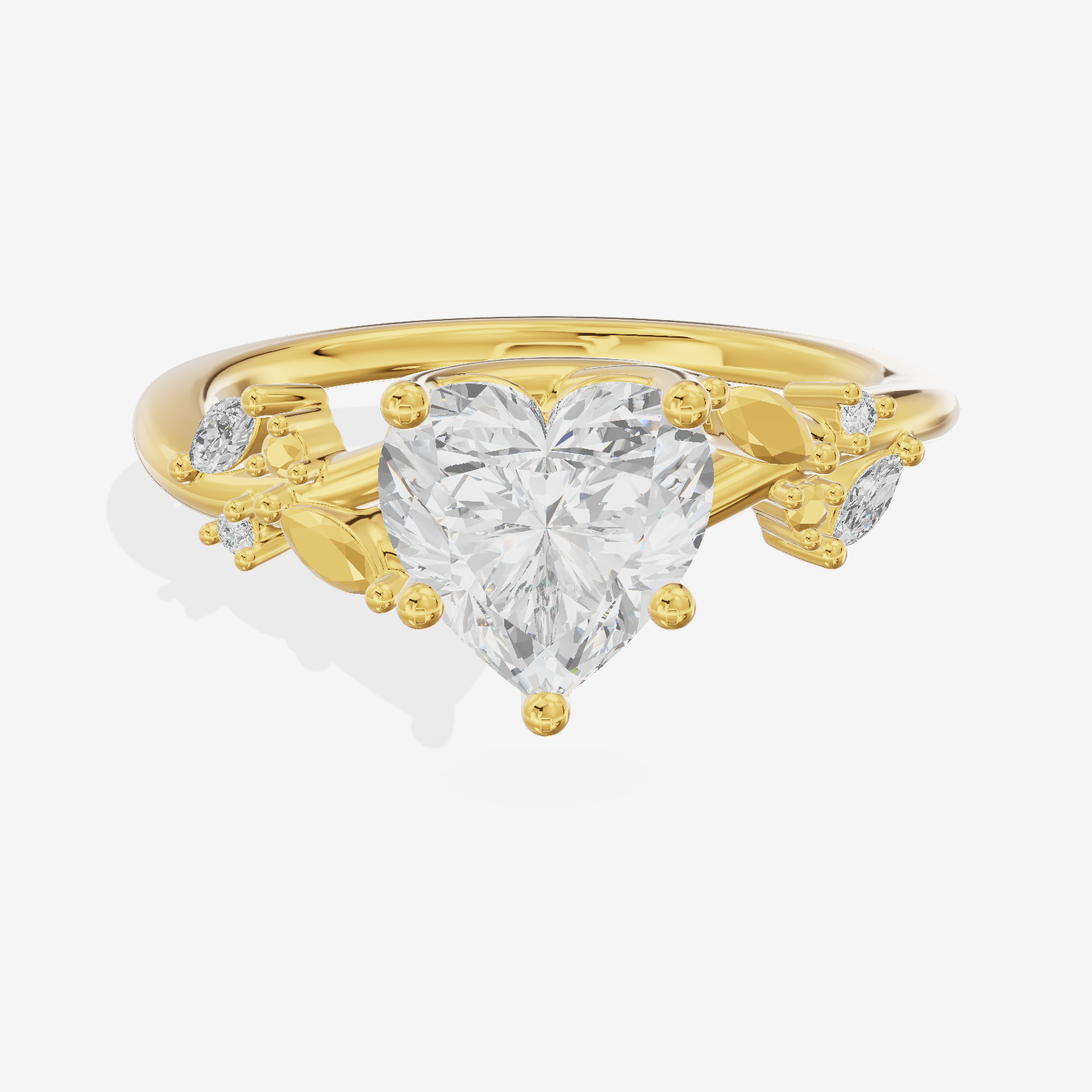 Lustrous Aurea Heart Engagement Ring with Side Stones (3/4 ct. tw.) in 18K Yellow Gold