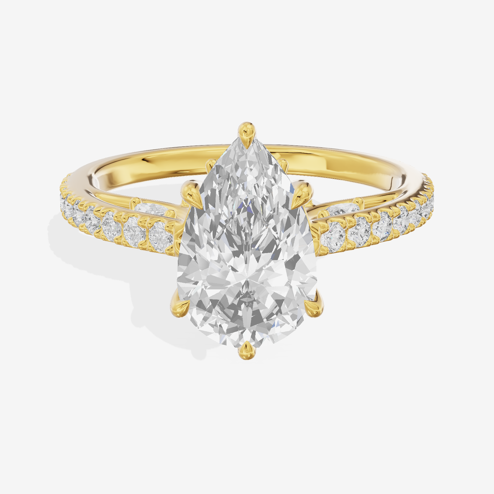 Twine Cathedral 1.8mm Pear Solitaire Engagement Ring (1/2 ct. tw.) in 18K Yellow Gold