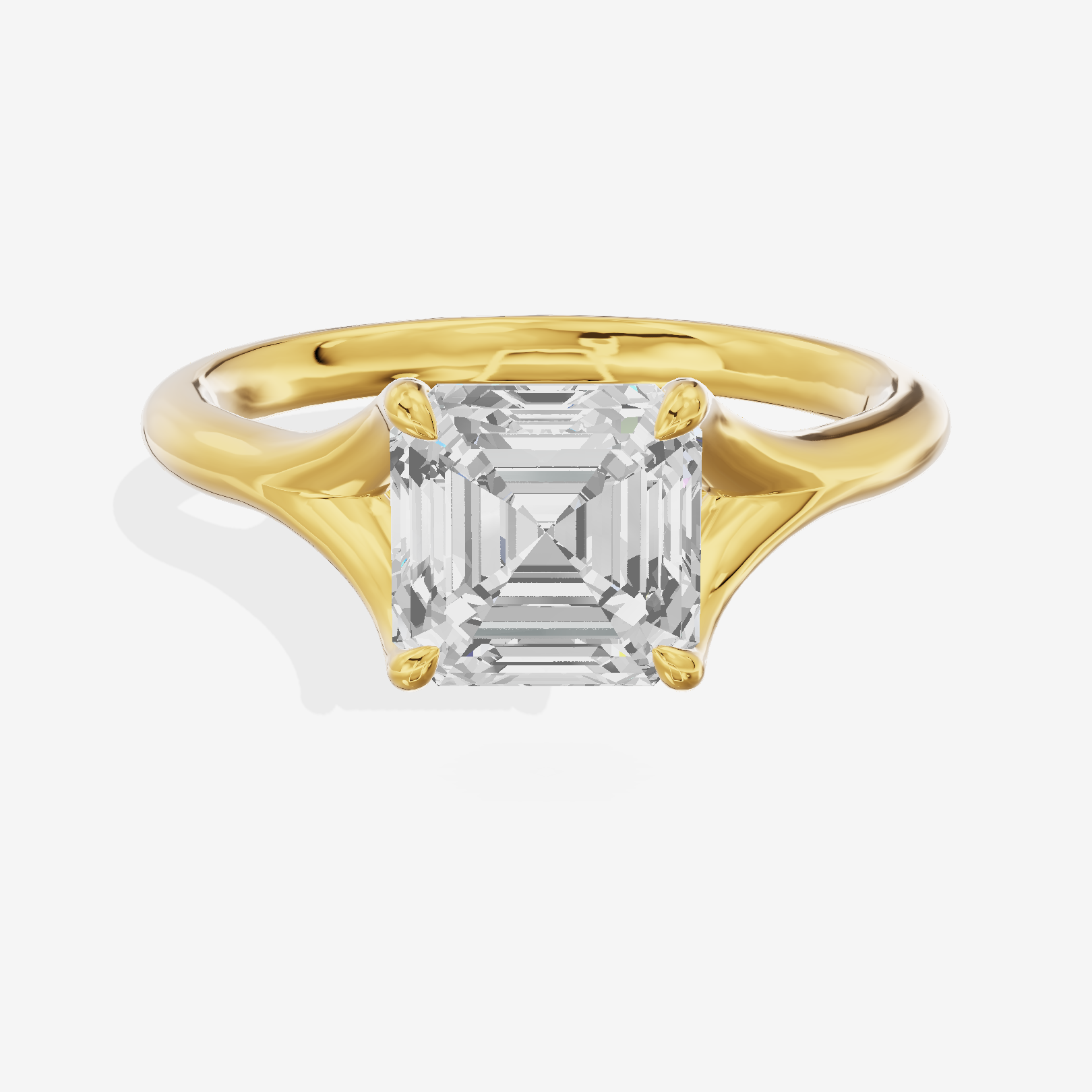 Classic Aurea 2mm Asscher Solitaire Engagement Ring in 18K Yellow Gold