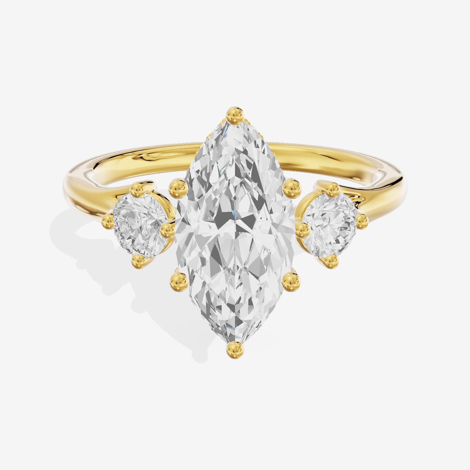 Luxe Solea Three Stone Marquise Engagement Ring (1/3 ct. tw.) in 18K Yellow Gold