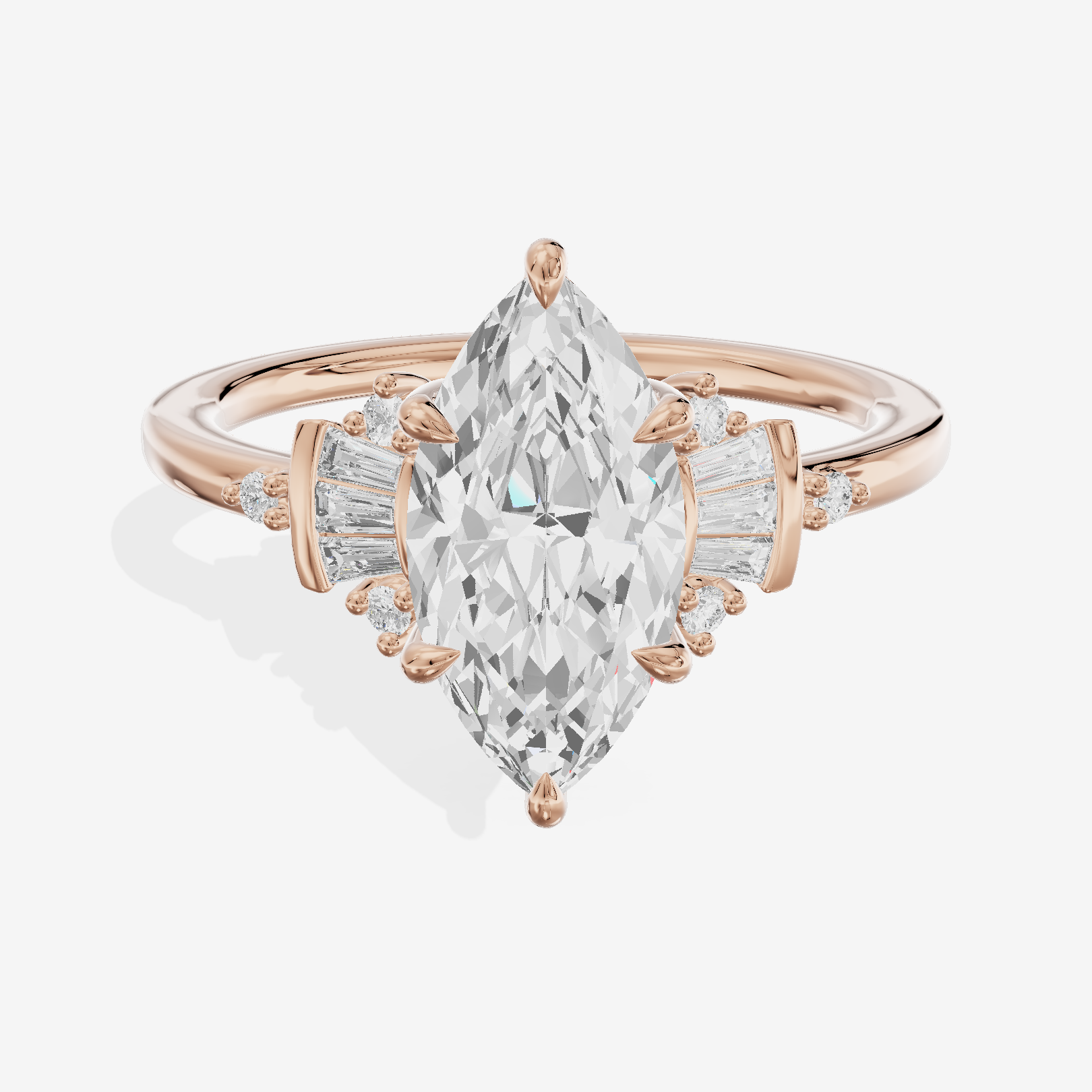 Petite Trellise Marquise Engagement Ring with Side Stones (1/3 ct. tw.) in 14K Rose Gold