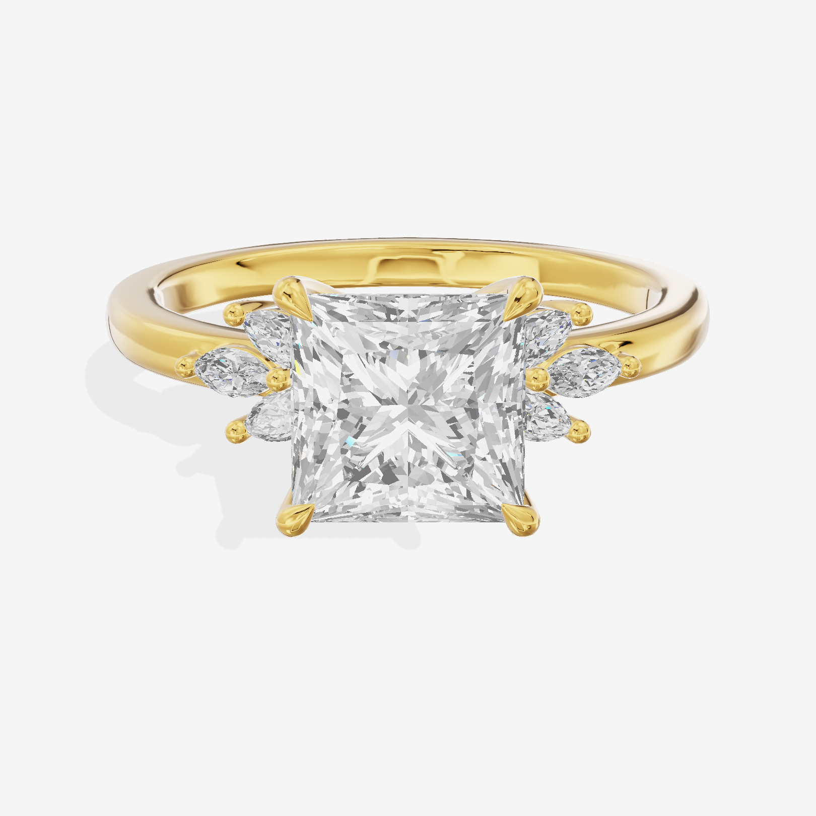 Modern Halcyon Princess Engraved Engagement Ring (1/5 ct. tw.) in 18K Yellow Gold