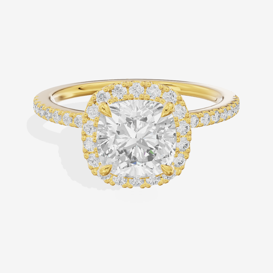 Vintage Adorae Cushion Hidden Halo Engagement Ring (2/5 ct. tw.) in 14K Yellow Gold