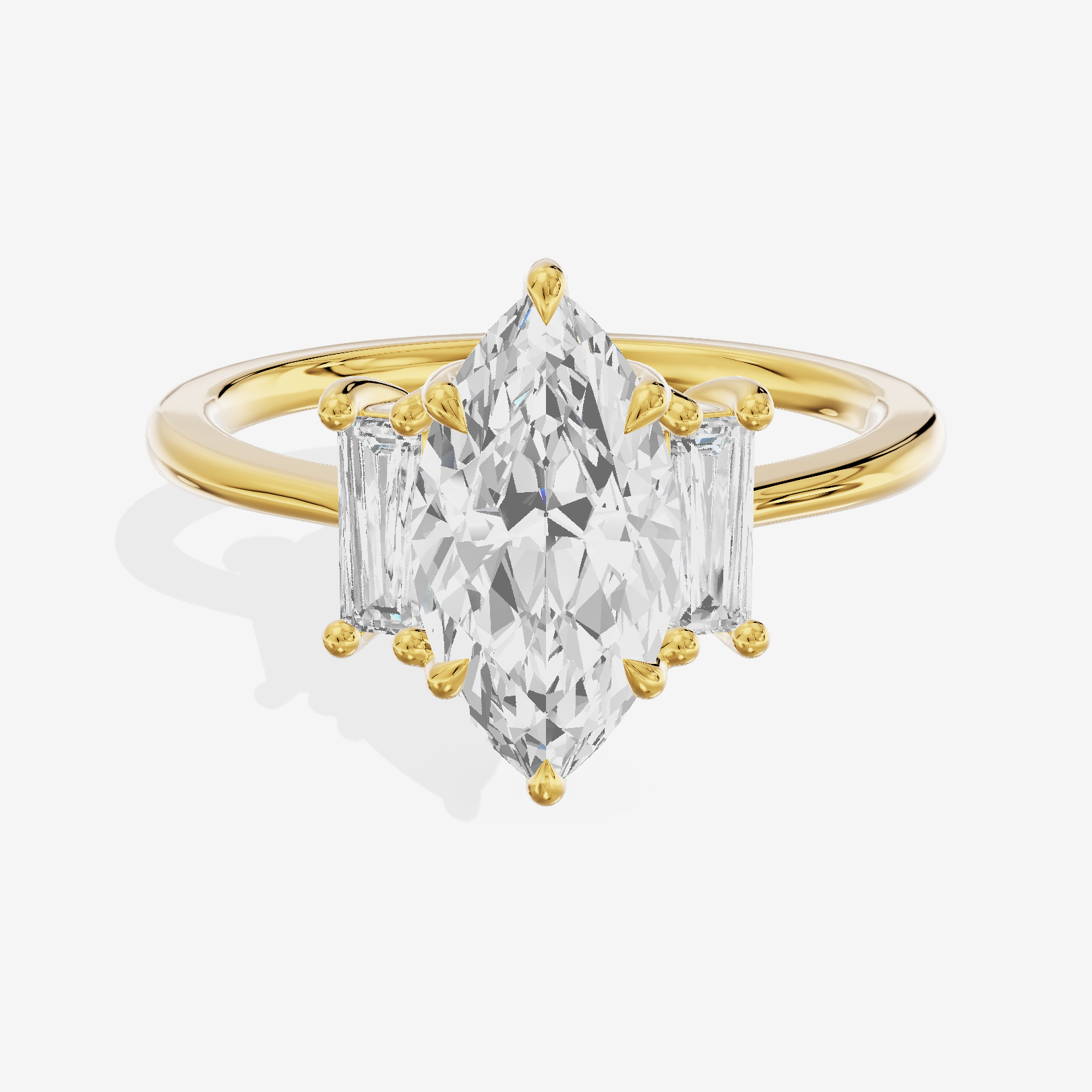 Eversince Three Stone Marquise Engagement Ring (1/4 ct. tw.) in 14K Yellow Gold