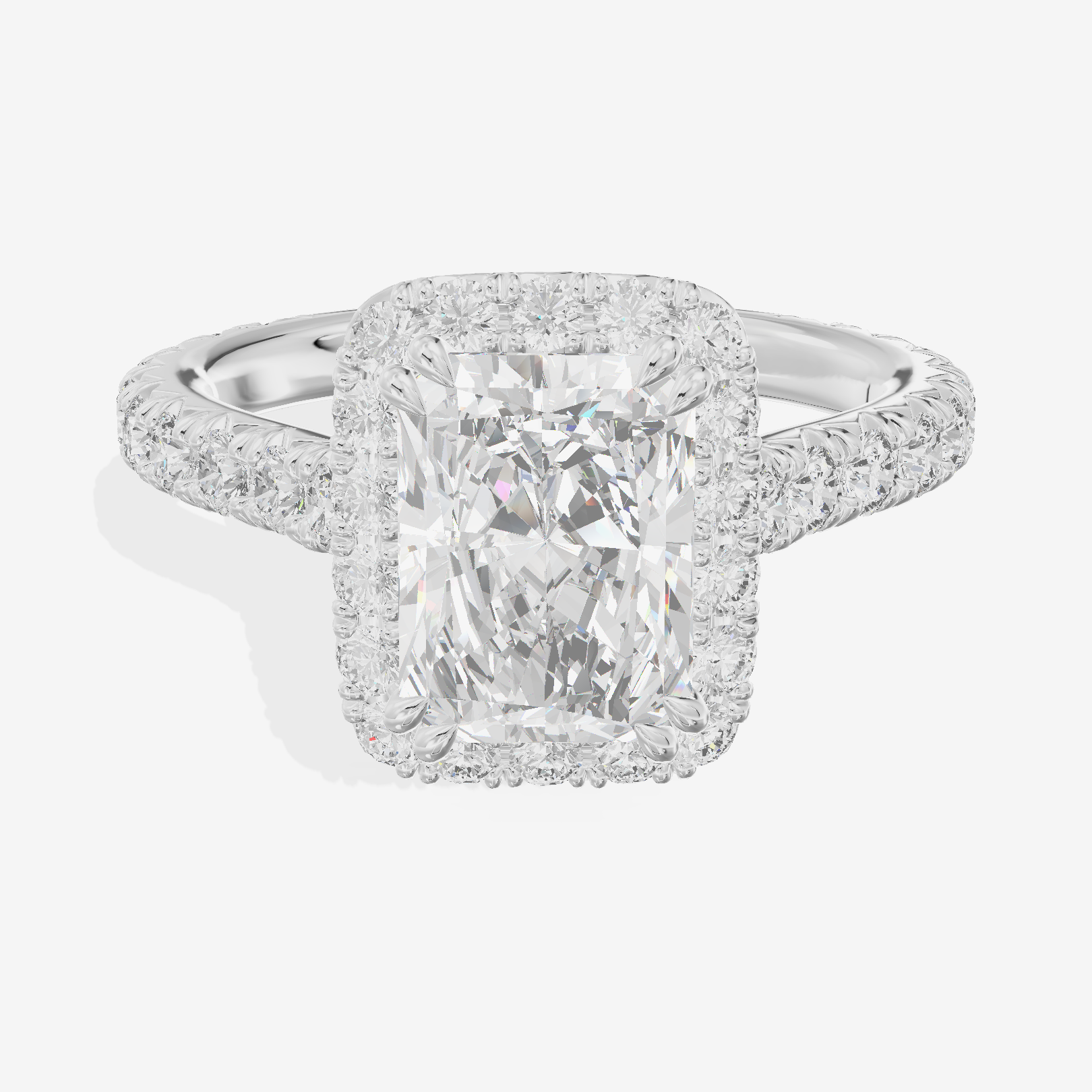 Triade Halo Radiant Engagement Ring (1/15 ct. tw.) in Platinum