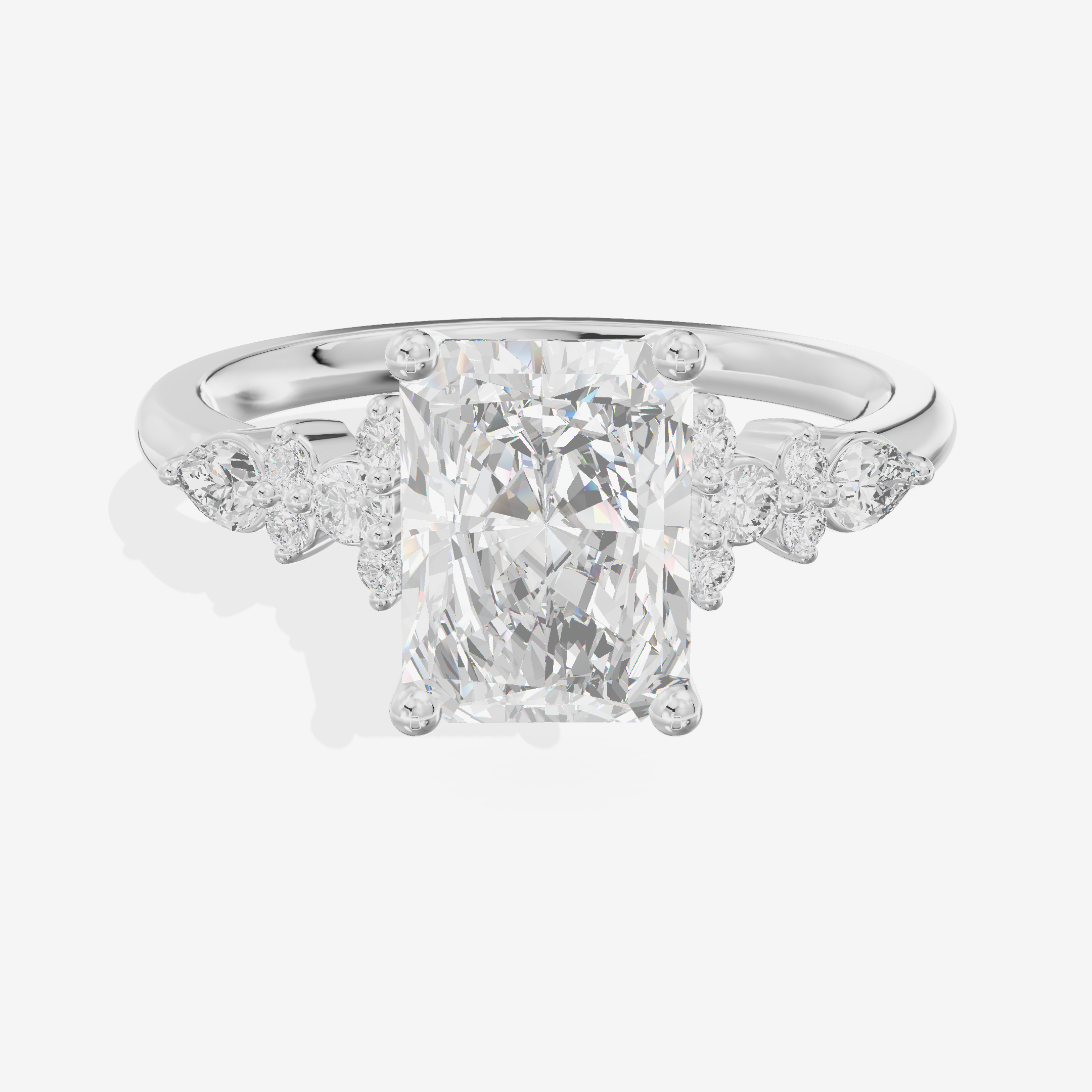 Tender Adorae Radiant Engagement Ring with Side Stones (1/5 ct. tw.) in Platinum