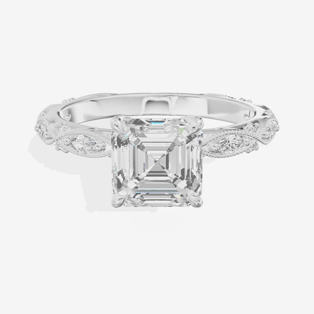 Vintage Whisper Asscher Engagement Ring (1/4 ct. tw.) in 14K White Gold
