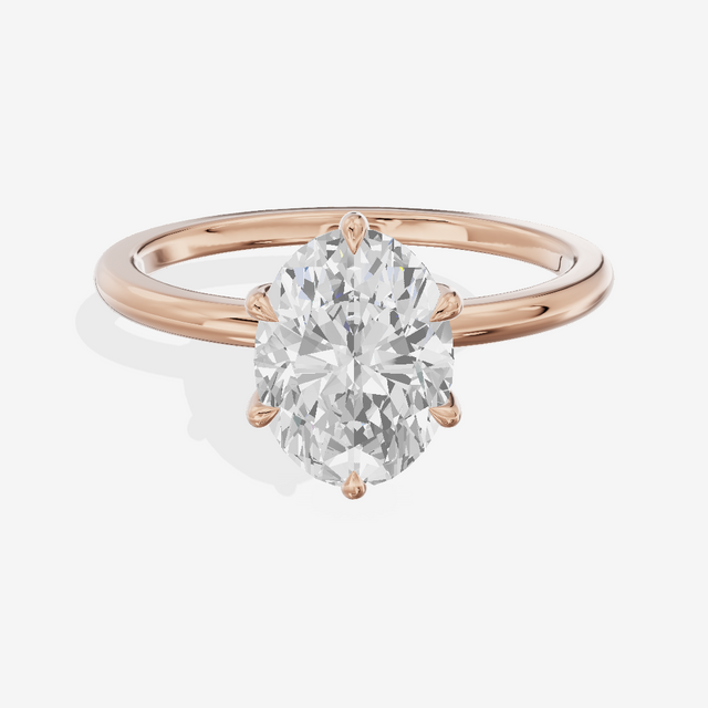 Sincere Cathedral 1.5mm Oval Six-Prong Engagement Ring in 14K Rose Gold