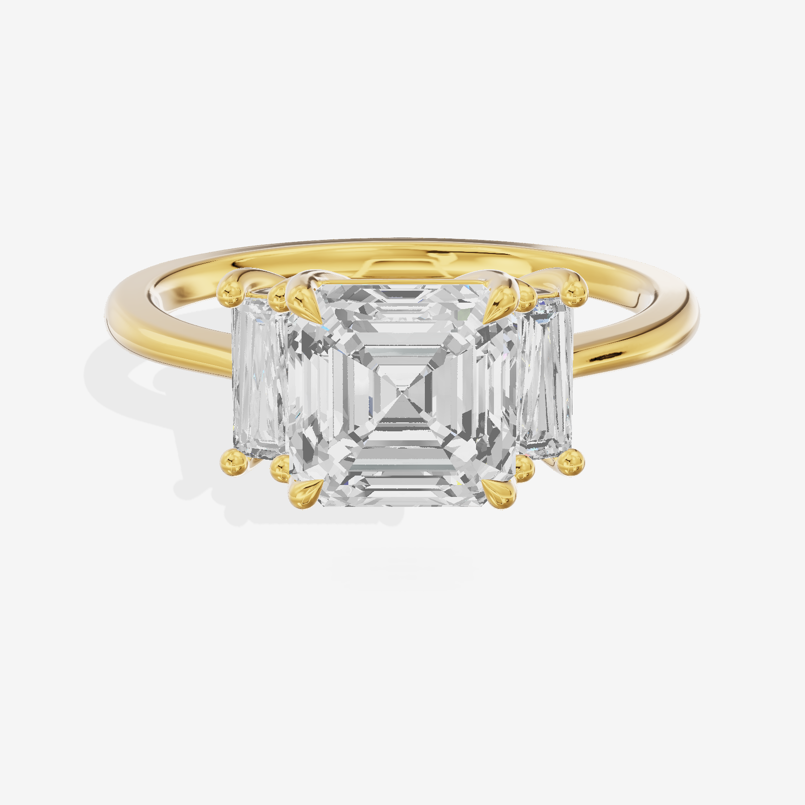Eversince Three Stone Asscher Engagement Ring (1/4 ct. tw.) in 14K Yellow Gold