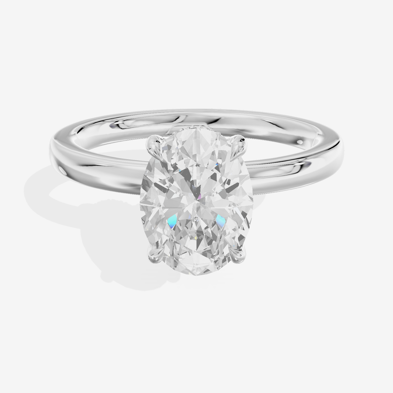 Classic Tensare Oval Engagement Ring with Hidden Halos (1/15 ct. tw.) in Platinum