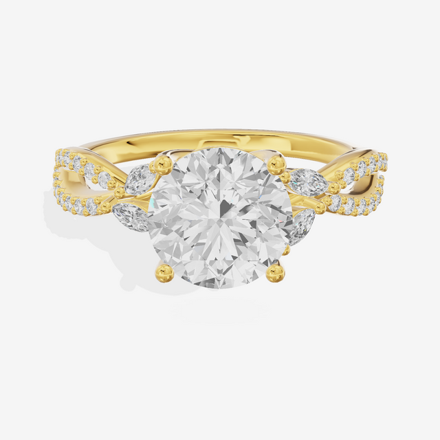 Luxe Lumera Round Engagement Ring with Side Stones (1/4 ct. tw.) in 14K Yellow Gold