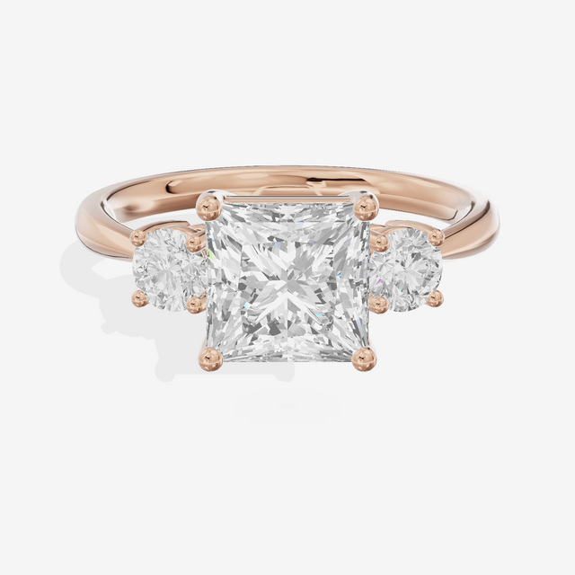 Grand Sincere Three Stone Princess Engagement Ring (1/3 ct. tw.) in 18K Rose Gold