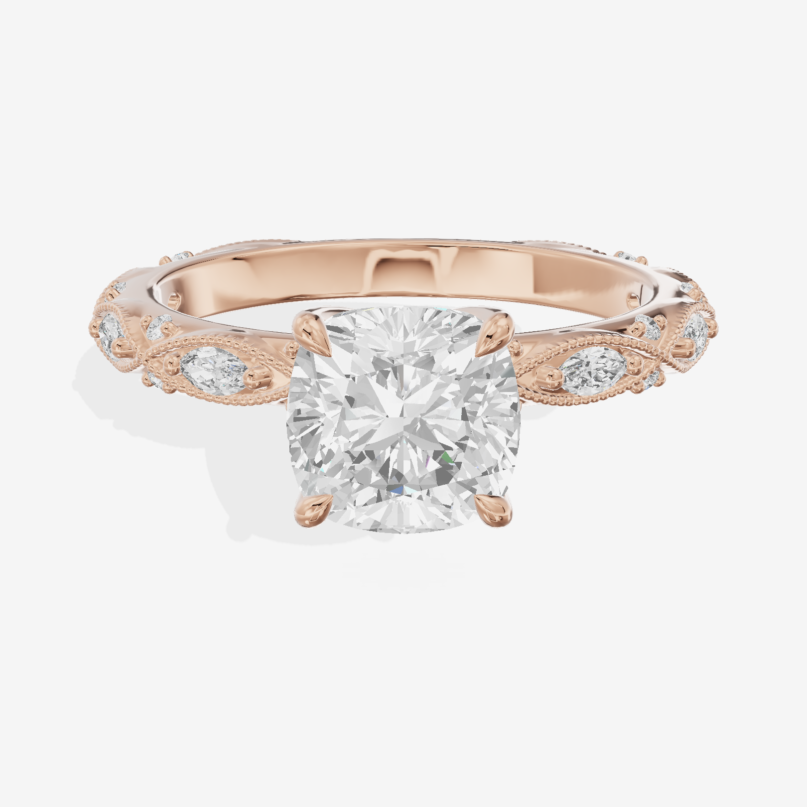 Vintage Whisper Cushion Engagement Ring (1/4 ct. tw.) in 18K Rose Gold