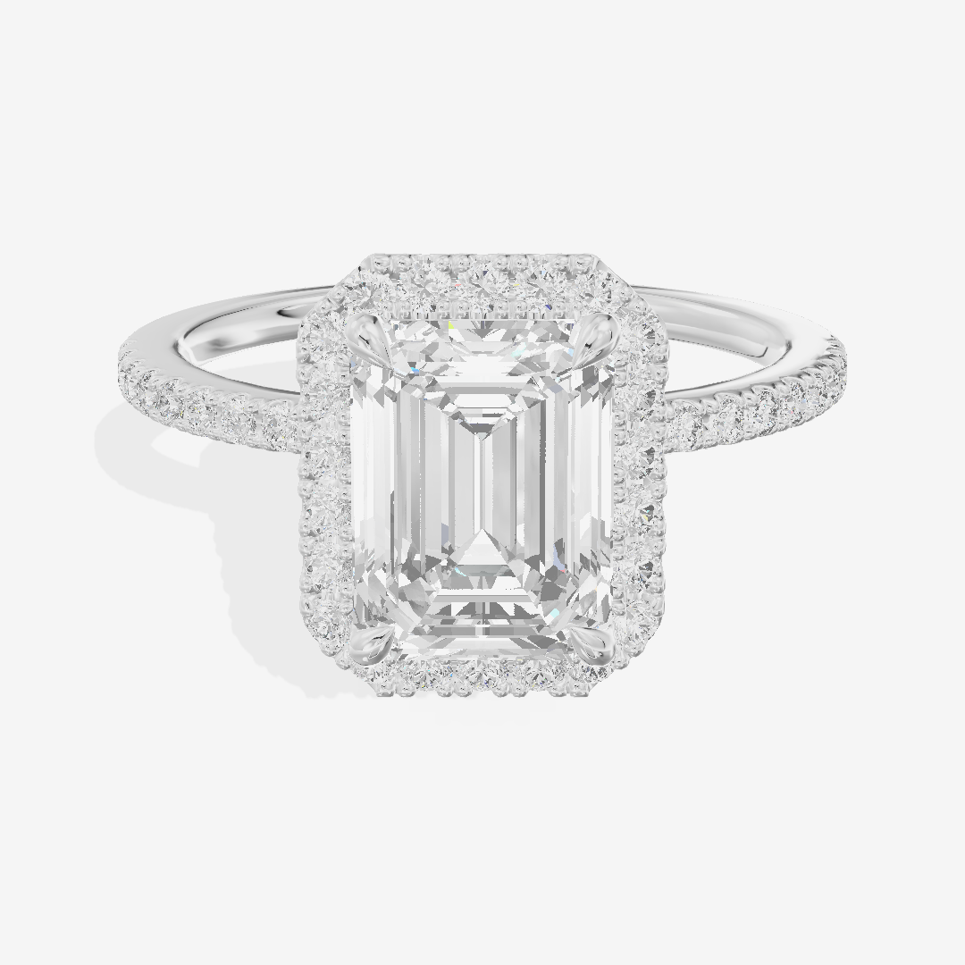 Vintage Adorae Emerald Hidden Halo Engagement Ring (2/5 ct. tw.) in 14K White Gold
