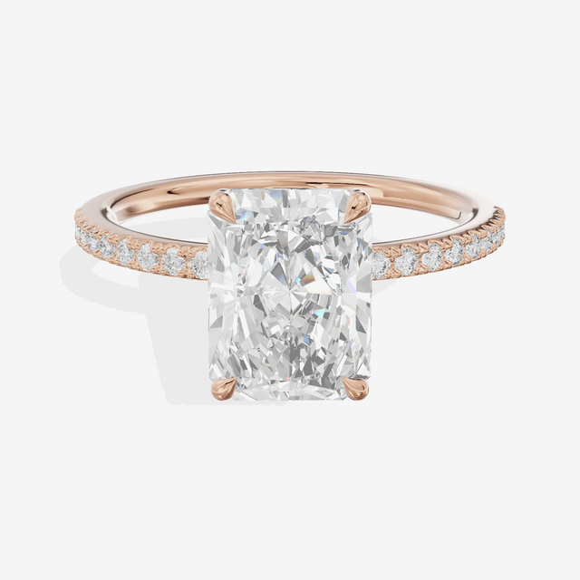 Tender Vowsae Radiant Engagement Ring with Side Stones (1/8 ct. tw.) in 18K Rose Gold