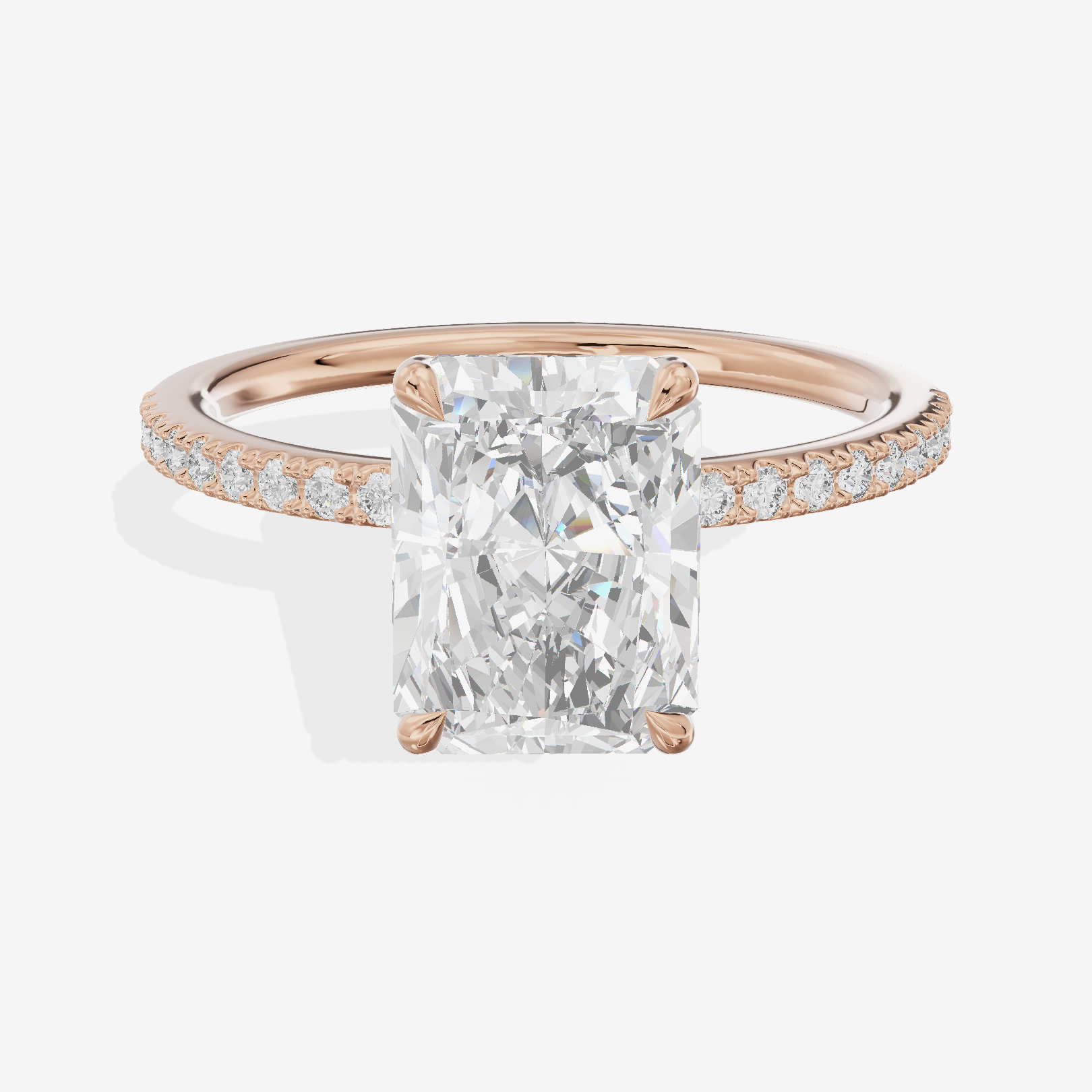 Tender Vowsae Radiant Engagement Ring with Side Stones (1/8 ct. tw.) in 18K Rose Gold