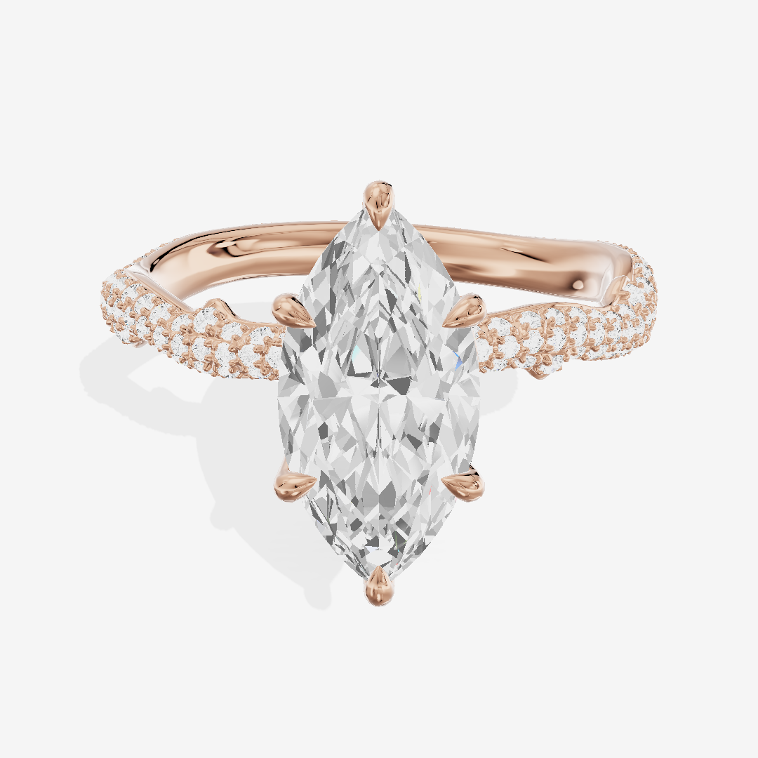 Twine Vine Vine Marquise Engagement Ring with Side Stones (3/5 ct. tw.) in 18K Rose Gold