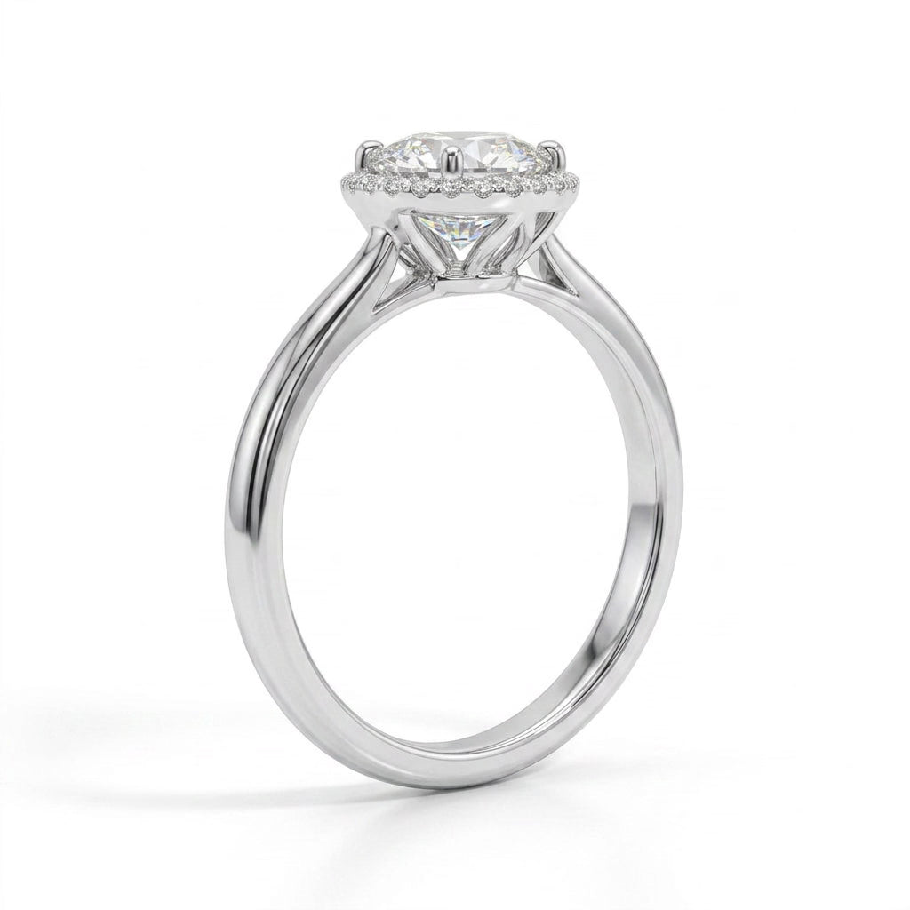 Halo Round Engagement Ring (1.03 ct. tw.) in 18K White Gold
