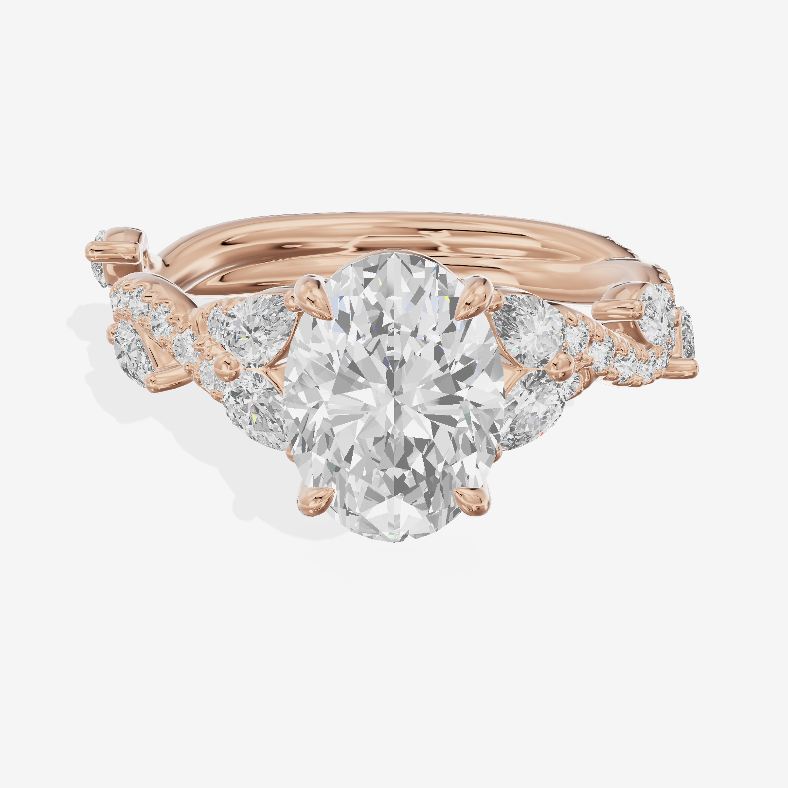 Vintage Heartline Oval Engagement Ring (2/3 ct. tw.) in 18K Rose Gold