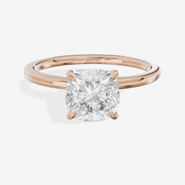 Sincere Halo Cushion Engagement Ring (1/15 ct. tw.) in 18K Rose Gold