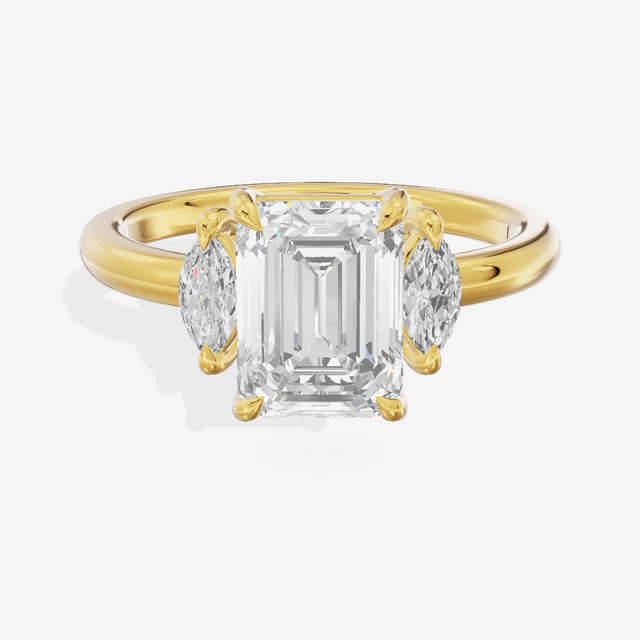 Classic Sincere Three Stone Emerald Engagement Ring (1/3 ct. tw.) in 14K Yellow Gold