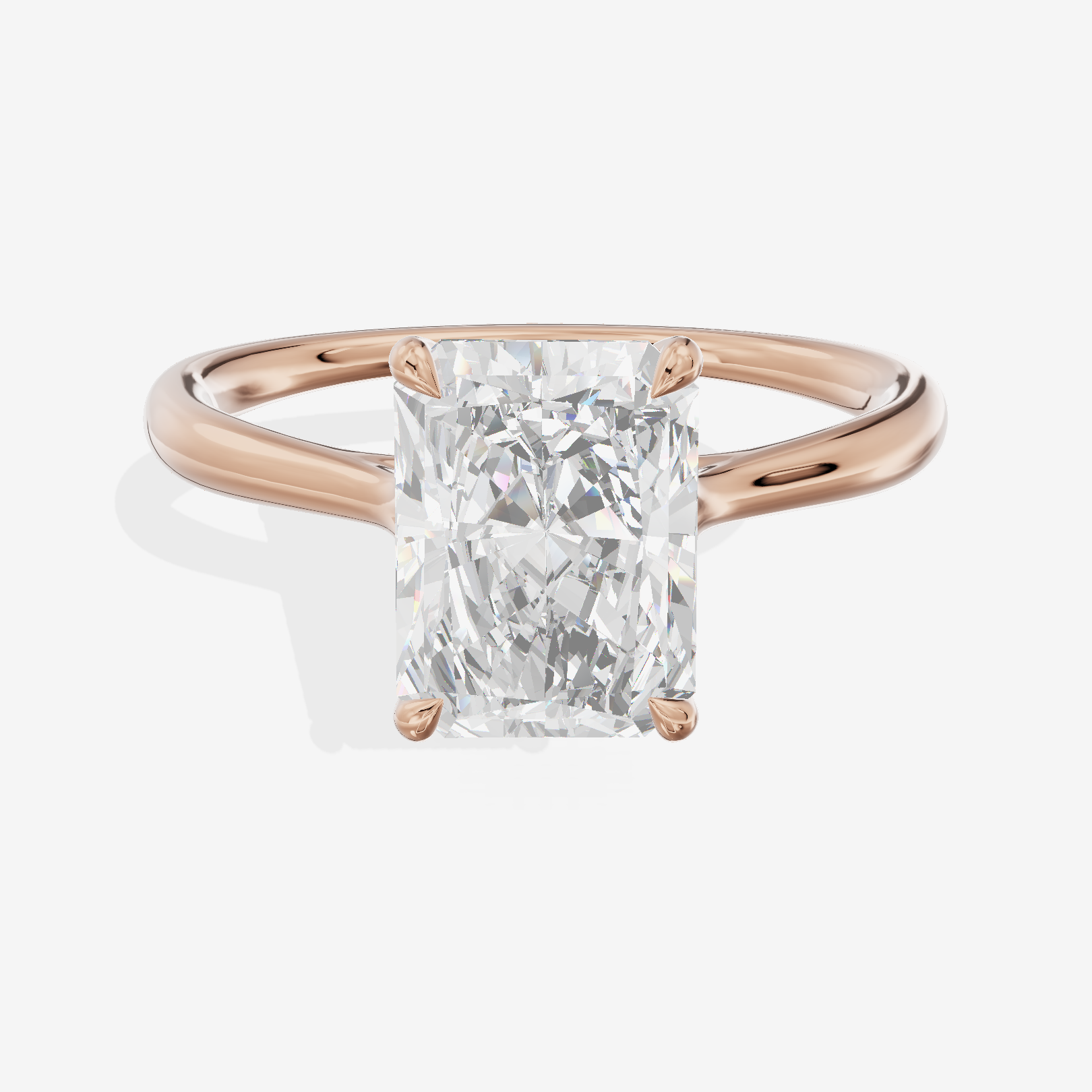 Mayrelle 2mm Radiant Solitaire Engagement Ring in 18K Rose Gold