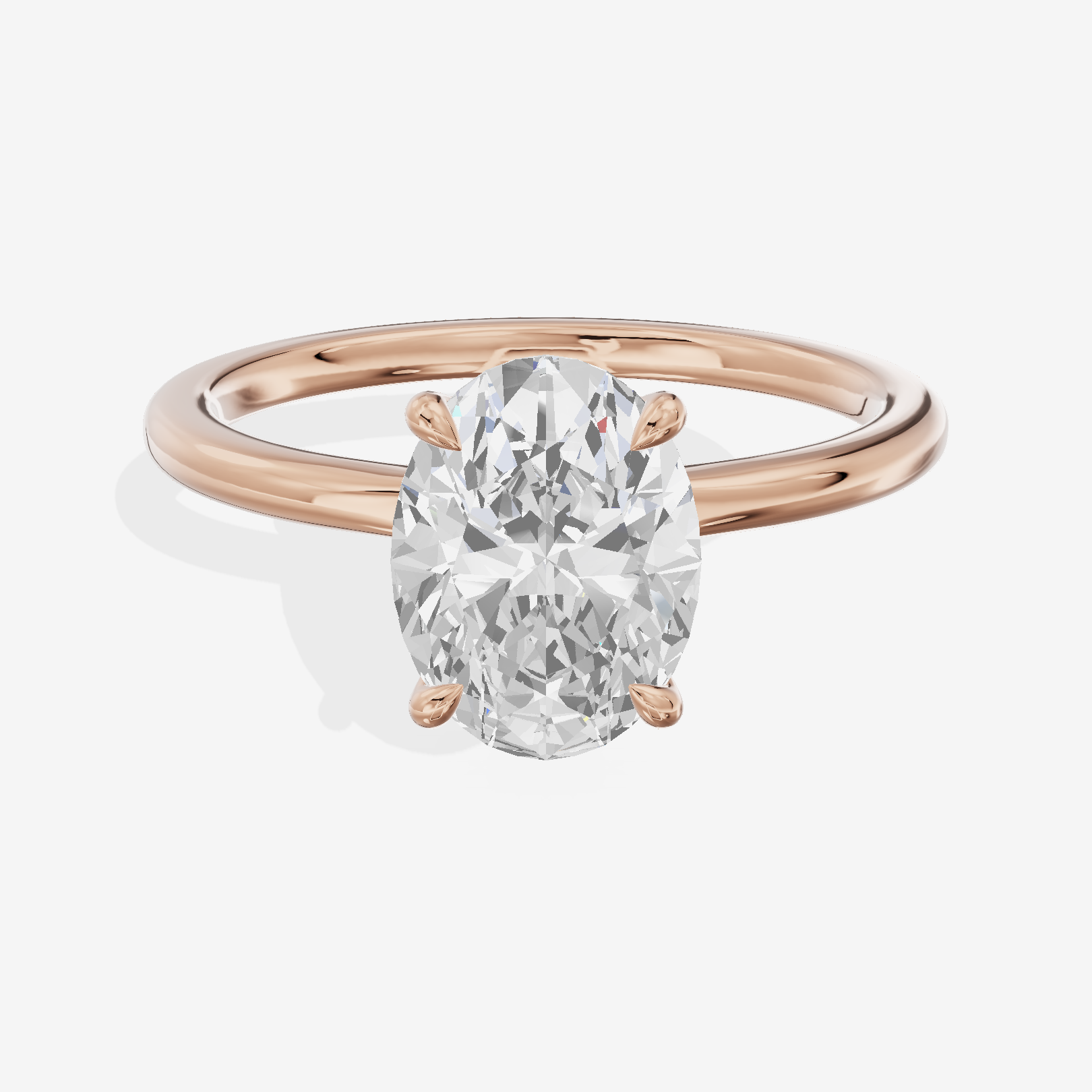Coeurine Solitaire 1.8mm Oval Solitaire Engagement Ring in 14K Rose Gold