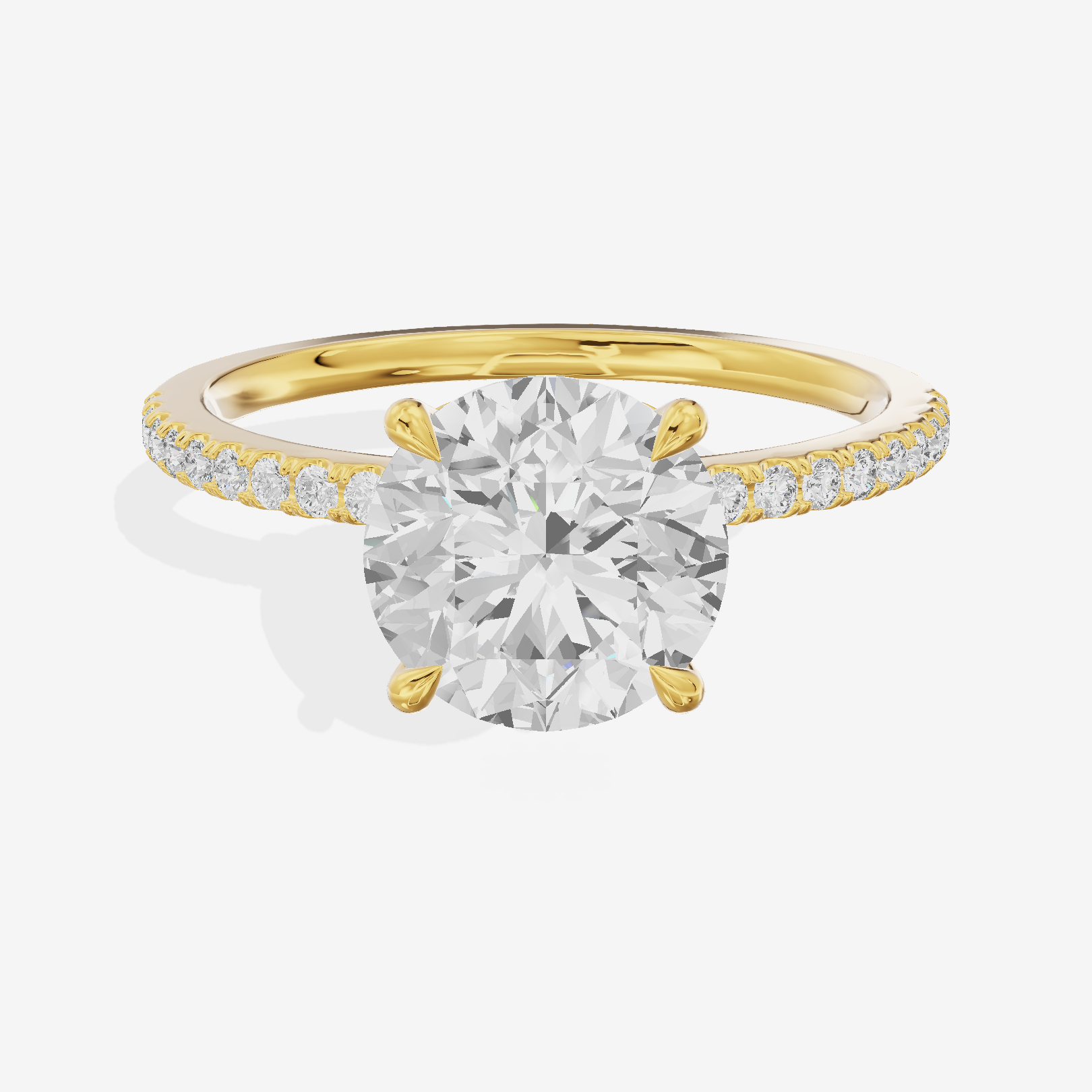 Luxe Coeurine Round Engagement Ring with Side Stones (1/5 ct. tw.) in 14K Yellow Gold