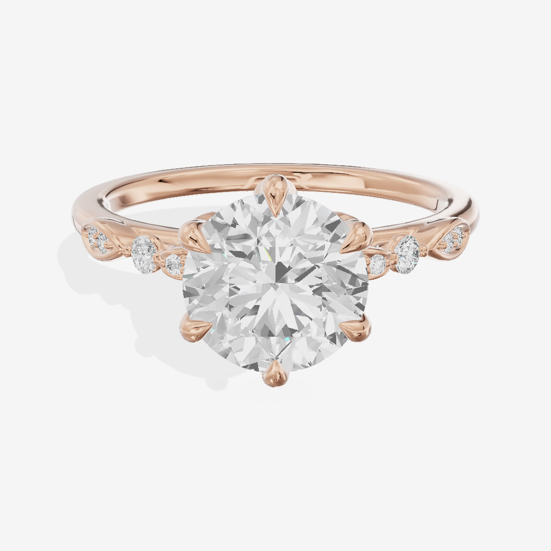 Modern Maia Round Engagement Ring with Side Stones (1/5 ct. tw.) in 14K Rose Gold
